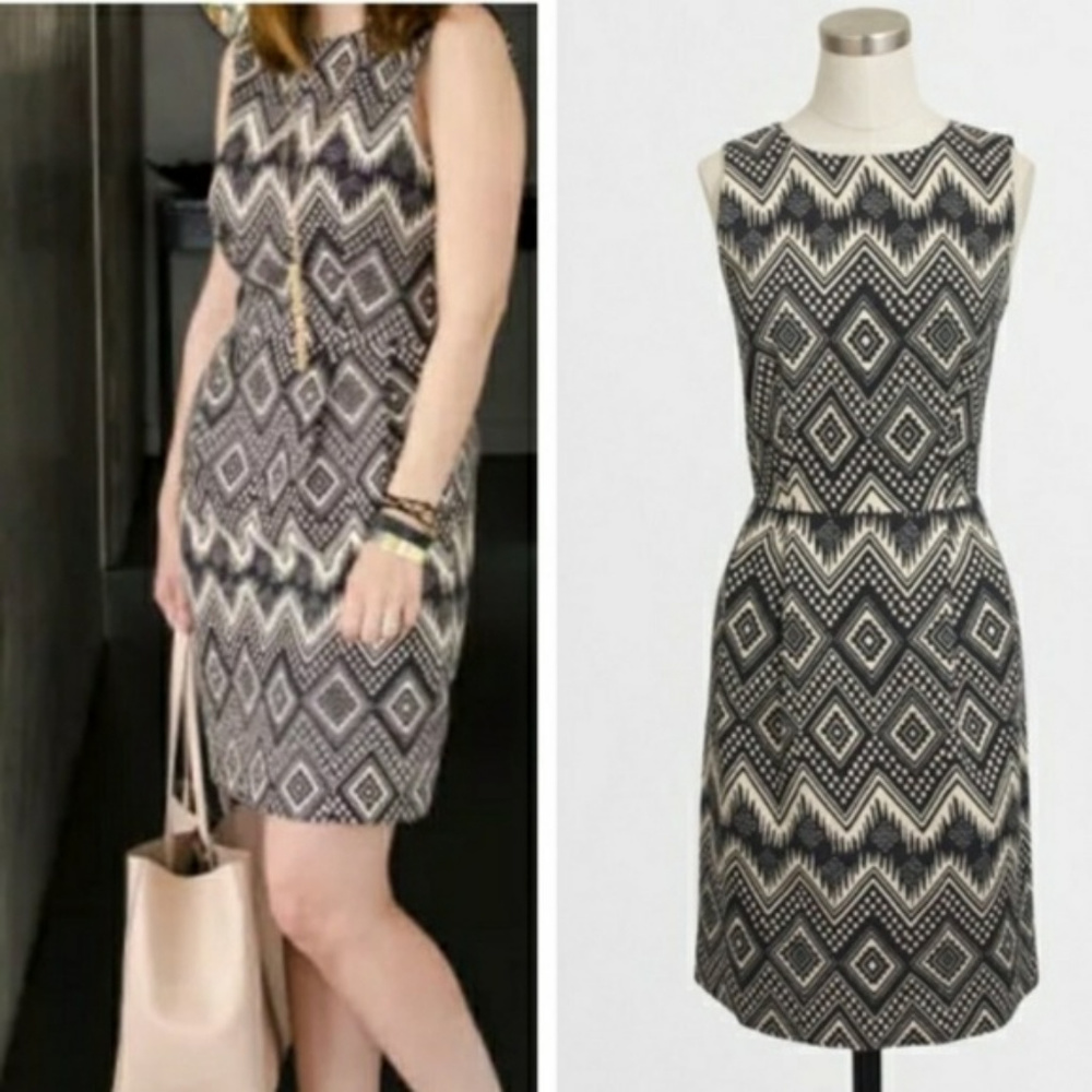 J CREW Diamond Print Basketweave Dress NWT